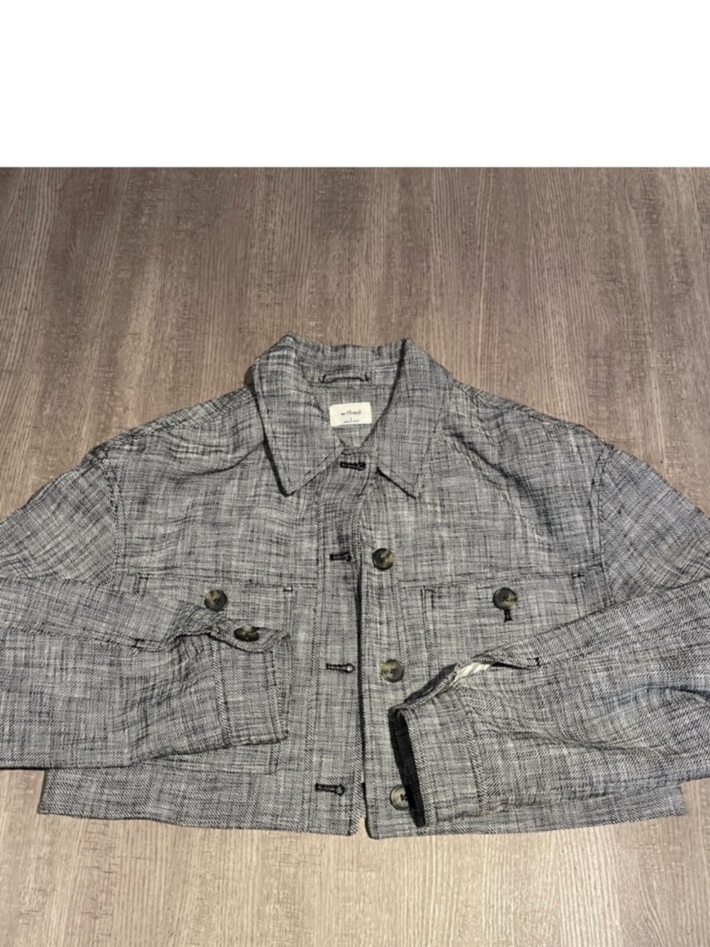 Wilfred Black & White Herringbone Cropped Jacket